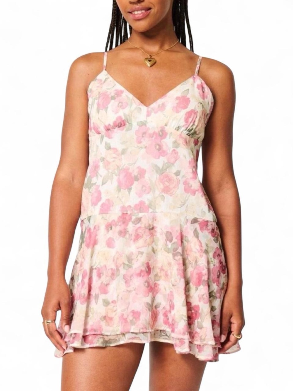 Hollister Floral Pink Strappy Slip Dress